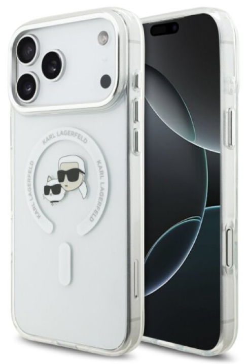 Ochranný kryt na iPhone 17 Pro MAX - Karl Lagerfeld, IML K&CH Heads MagSafe Transparent