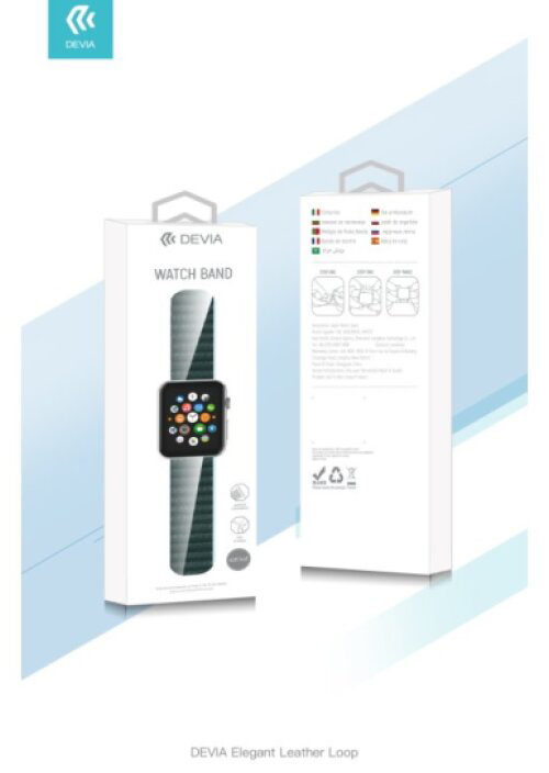 Řemínek pro Apple Watch 38mm / 40mm / 41mm / 42mm - Devia, LeatherLoop Cape Cod Blue