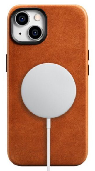 Kožený obal na iPhone 14 - iCarer, OilWax MagSafe Retro