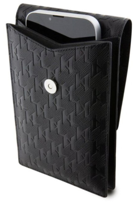 Univerzální pouzdro / taška s kapsou na mobil - Karl Lagerfeld, Saffiano Monogram Ikonik NFT Wallet Black