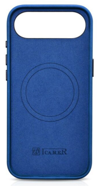 Kožený obal na iPhone Air - iCarer, OilWax MagSafe Light Blue