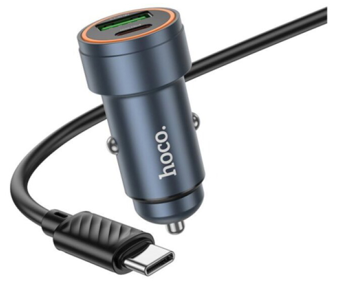 Auto-nabíječka - Hoco, Z57A Glorious PD30W/QC3.0 + USB-C kabel