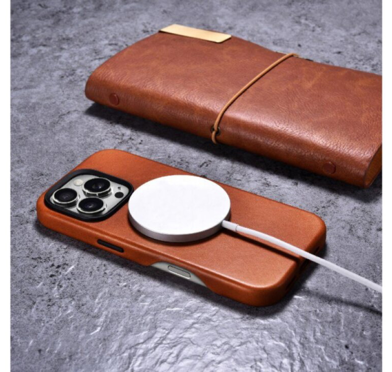 Kožený obal na iPhone 16 Pro MAX - iCarer, OilWax MagSafe Retro
