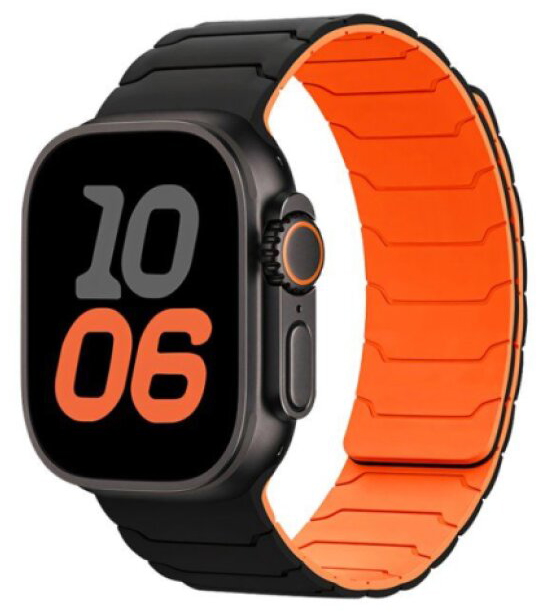 Řemínek pro Apple Watch 44mm / 45mm / 46mm / 49mm - Hoco, WA39 Flexible Black/Orange