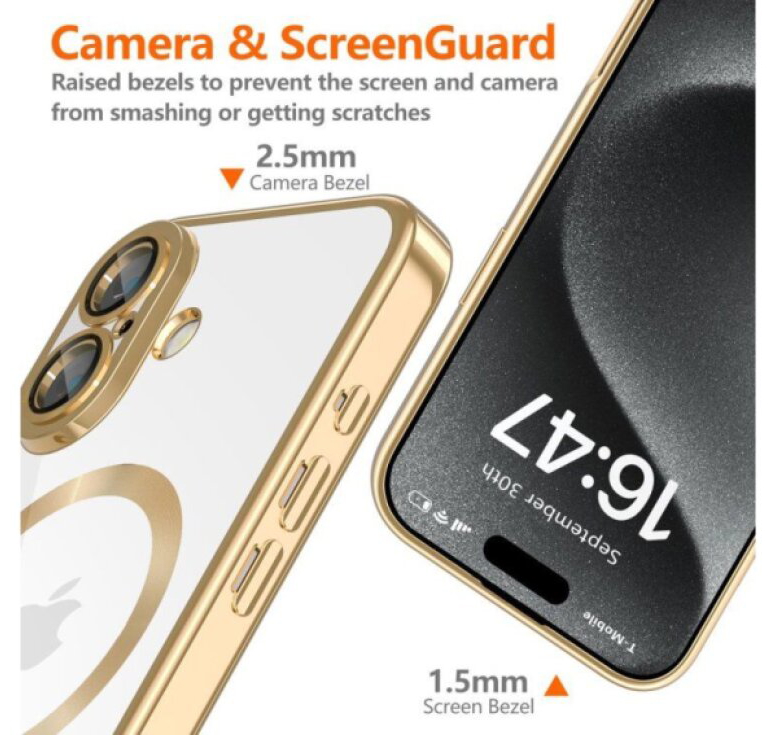 Ochranný kryt na iPhone 16 - Tech-Protect, Magshine MagSafe Shiny Gold