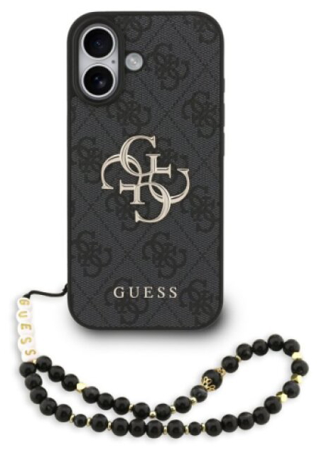 Ochranný kryt na iPhone 17 - Guess, Metal Logo Strap Black