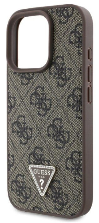 Ochranný kryt na iPhone 16 Pro MAX - Guess, 4G Strass Triangle Brown