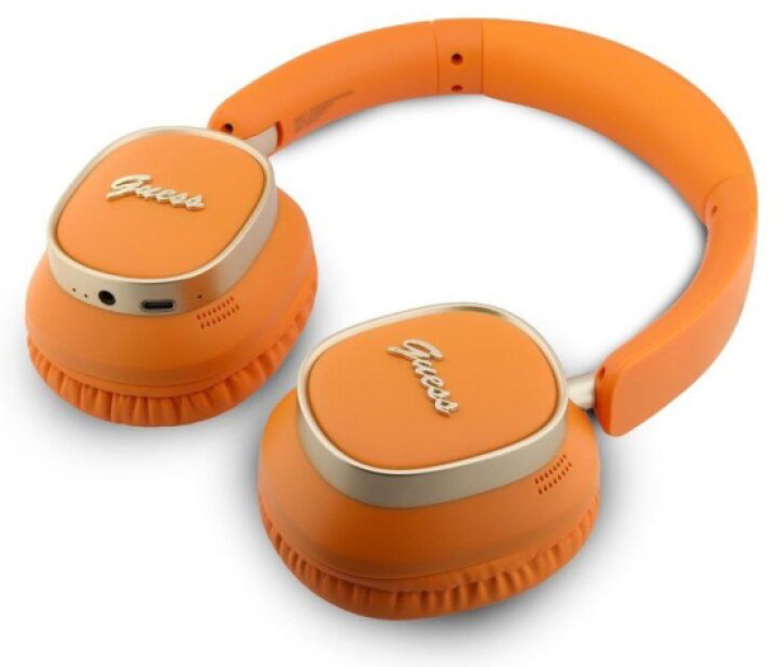 Bezdrátová náhlavní sluchátka - Guess, Script Metal Logo ENC Orange