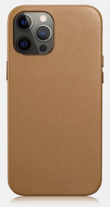 Kožený kryt na iPhone 12 Pro MAX - iCarer, Real Leather with MagSafe Brown