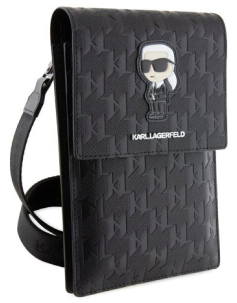 Univerzální pouzdro / taška s kapsou na mobil - Karl Lagerfeld, Saffiano Monogram Ikonik NFT Wallet Black