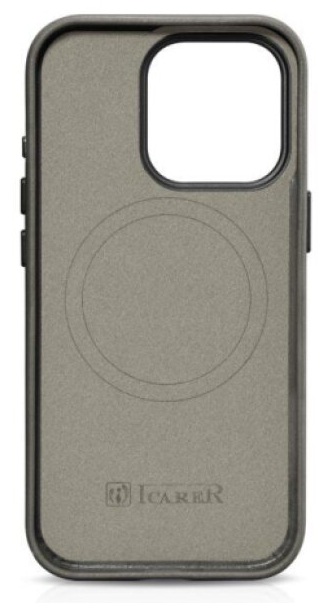 Kožený obal na iPhone 15 Pro MAX - iCarer, OilWax MagSafe Gray