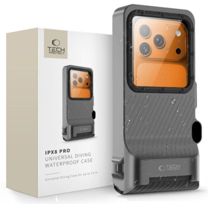 Univerzální voděodolné pouzdro - Tech-Protect, IPX8 Pro Diving Waterproof Case Gray