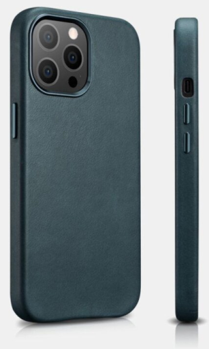 Kožený kryt na iPhone 13 Pro MAX - iCarer, Oil Wax with MagSafe Blue