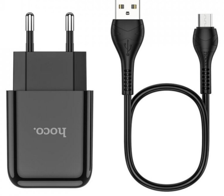 Nabíjecí AC adaptér do sítě - Hoco, N2 Vigour Black + MICRO-USB kabel