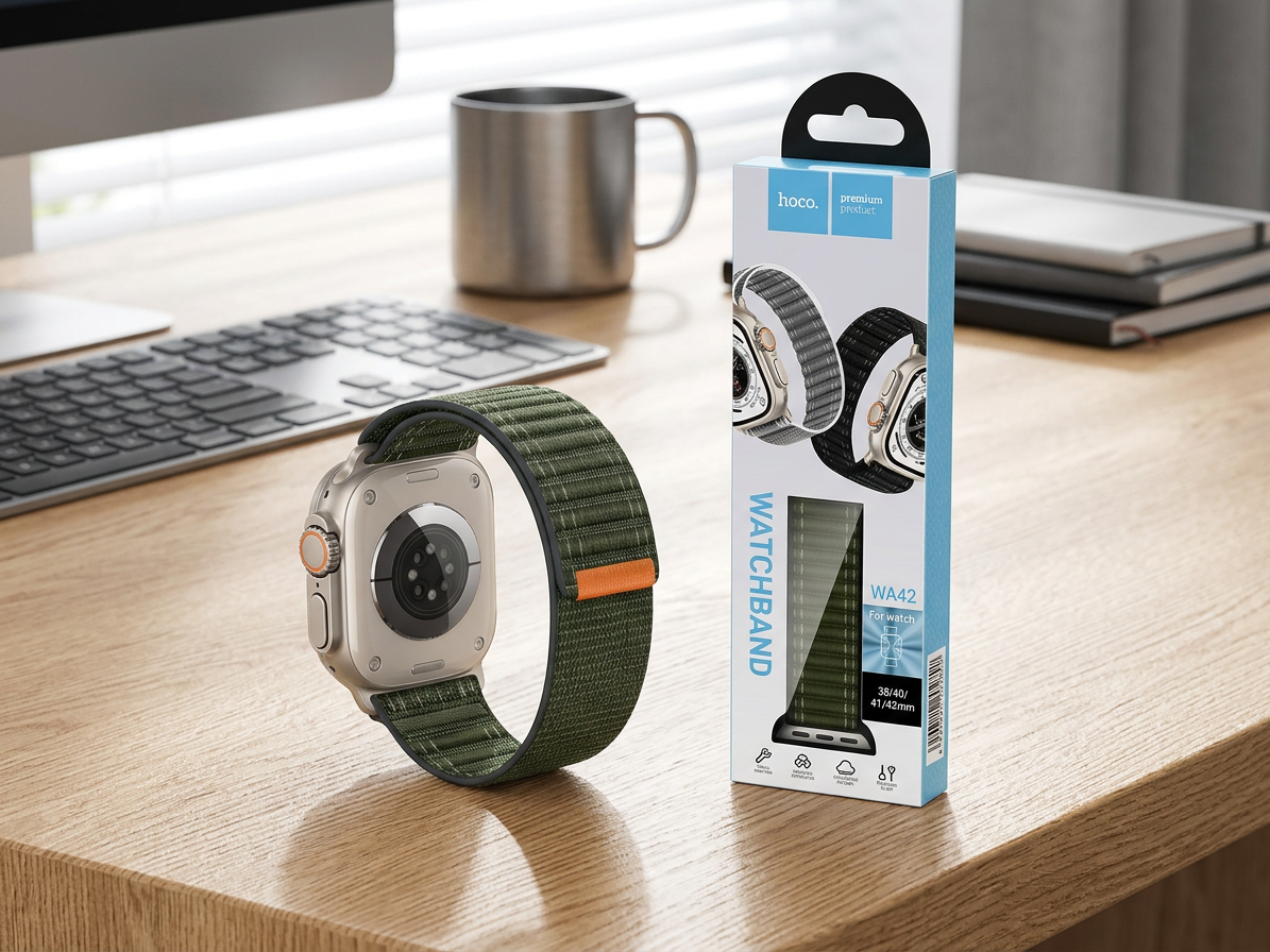 Řemínek pro Apple Watch 38mm / 40mm / 41mm / 42mm - Hoco, WA42 Fabric Army Green