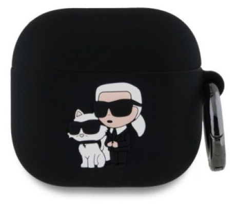 Pouzdro pro sluchátka AirPods 4 - Karl Lagerfeld, 3D Logo NFT Karl and Choupette Black
