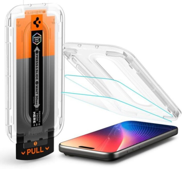 Ochranné tvrzené sklo na iPhone 17 Pro MAX / 16 Pro MAX - Spigen, Glas.tR EZ Fit (1ks s aplikátorem)