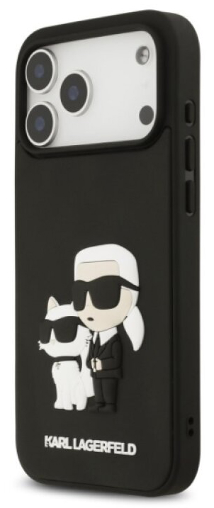 Ochranný kryt na iPhone 17 Pro MAX - Karl Lagerfeld, 3D Rubber Karl and Choupette Black