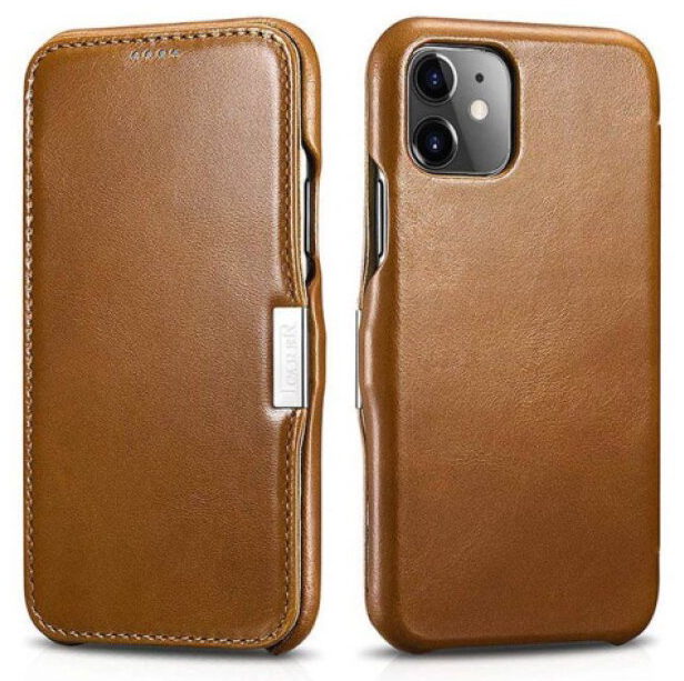 Knížkové pouzdro pro iPhone 12 mini - iCarer, Vintage Khaki