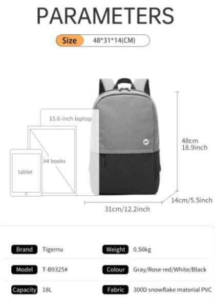 Městský batoh 15.6'' - Tigernu, T-B9325 Gray