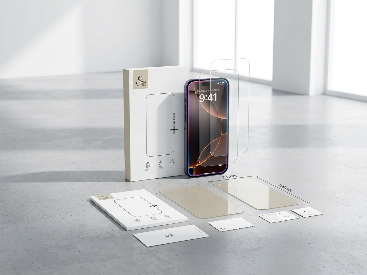 Hybridní ochranné sklo na iPhone 17 Pro MAX - Tech-Protect, Glass Fit+ Clear (2ks)