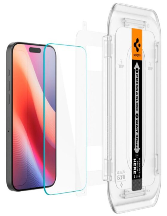 Ochranné tvrzené sklo na iPhone 17 / 17 Pro / 16 Pro - Spigen, Glas.tR EZ Fit (2ks s aplikátorem)