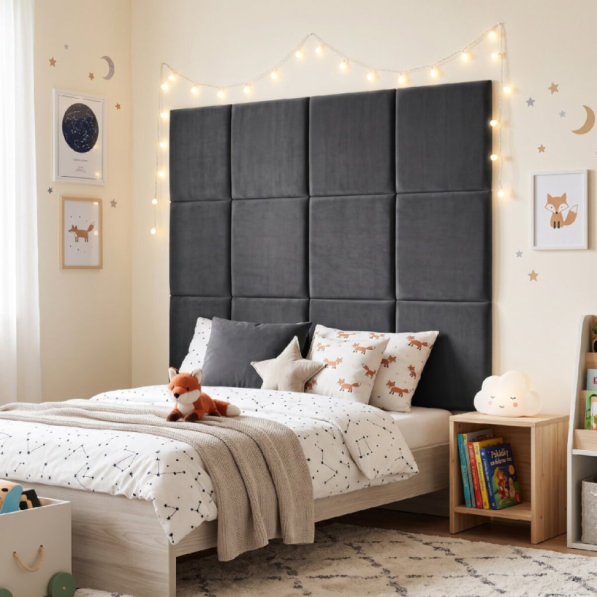 Čalouněný nástěnný panel různé rozměry šedá čtverec MyBestHome