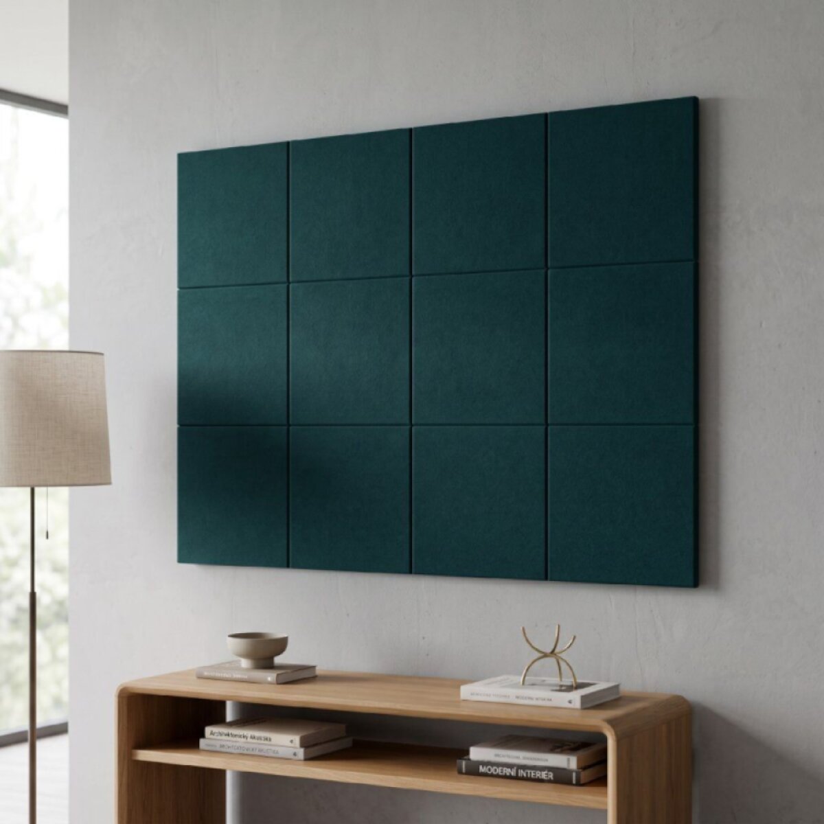 Čalouněný nástěnný panel různé rozměry tmavě tyrkysová čtverec MyBestHome
