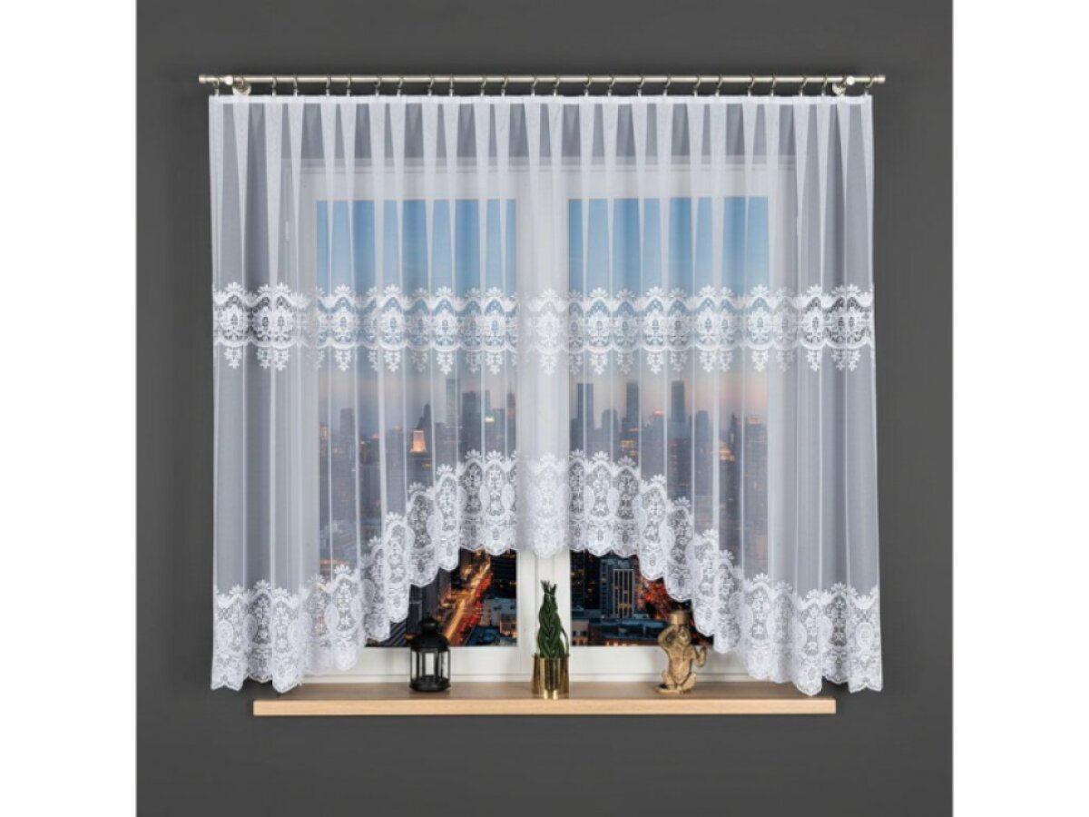 Dekorační krátká vzorovaná záclona na žabky DARIA 160 bílá 500x160 cm MyBestHome