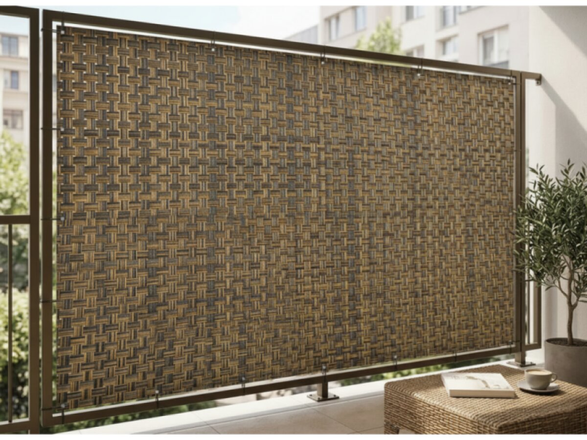 Balkonová ratanová zástěna s očky PORI výška 90 cm, 100 cm - cena za 1 běžný metr hnědá MyBestHome