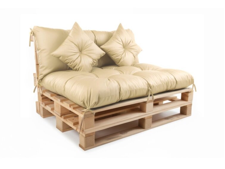 Polstr CARLOS color 17 světle béžová, sedák 120x80 cm, opěrka 120x40 cm, paletové prošívané sezení Mybesthome