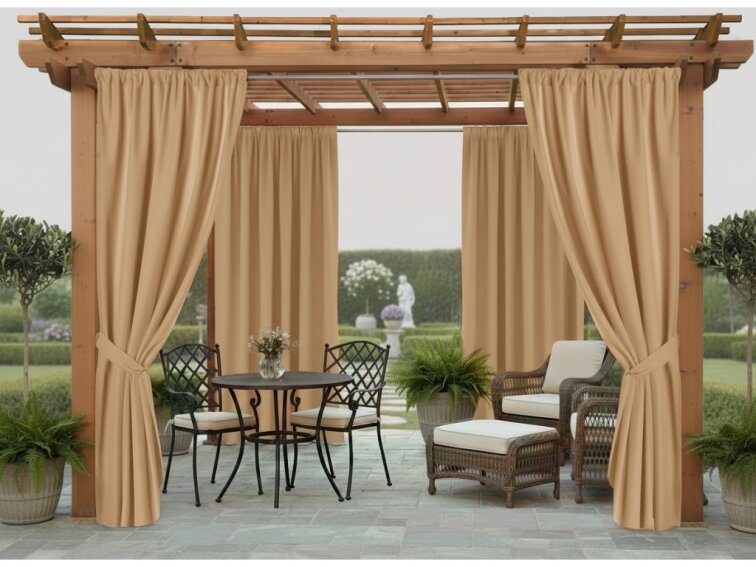 Venkovní zahradní závěs s tunýlkem JAMAICA color 37 latté, různé rozměry MyBestHome