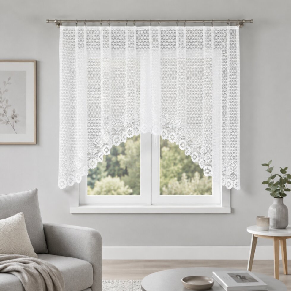 Dekorační oblouková krátká záclona na žabky FAUSTYNA 140 bílá 250x140 cm MyBestHome