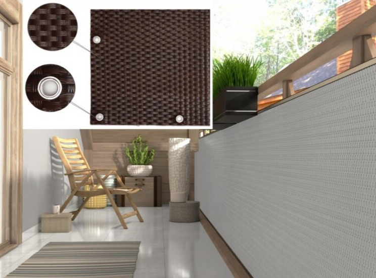 Balkonová ratanová zástěna s očky MALMO výška 90 cm, 100 cm, 110 cm - cena za 1 běžný metr mix hnědá MyBestHome