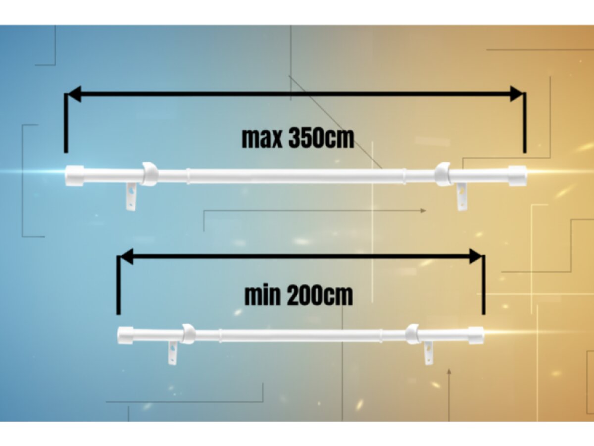 Kovová teleskopická garnýž VINCENZO DUO bílá 200-350 cm Ø 16/19 mm dvouřadá Mybesthome