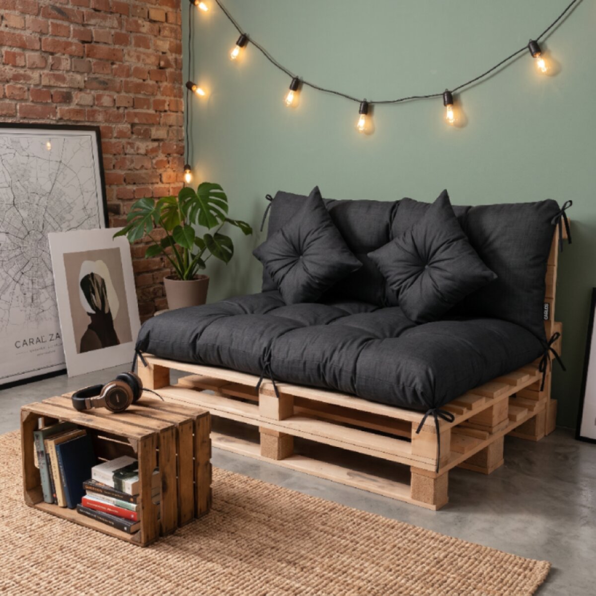 Interiérový polstr na palety CHILL ZONE 01 relax, gaming, mladé bydlení černá Mybesthome