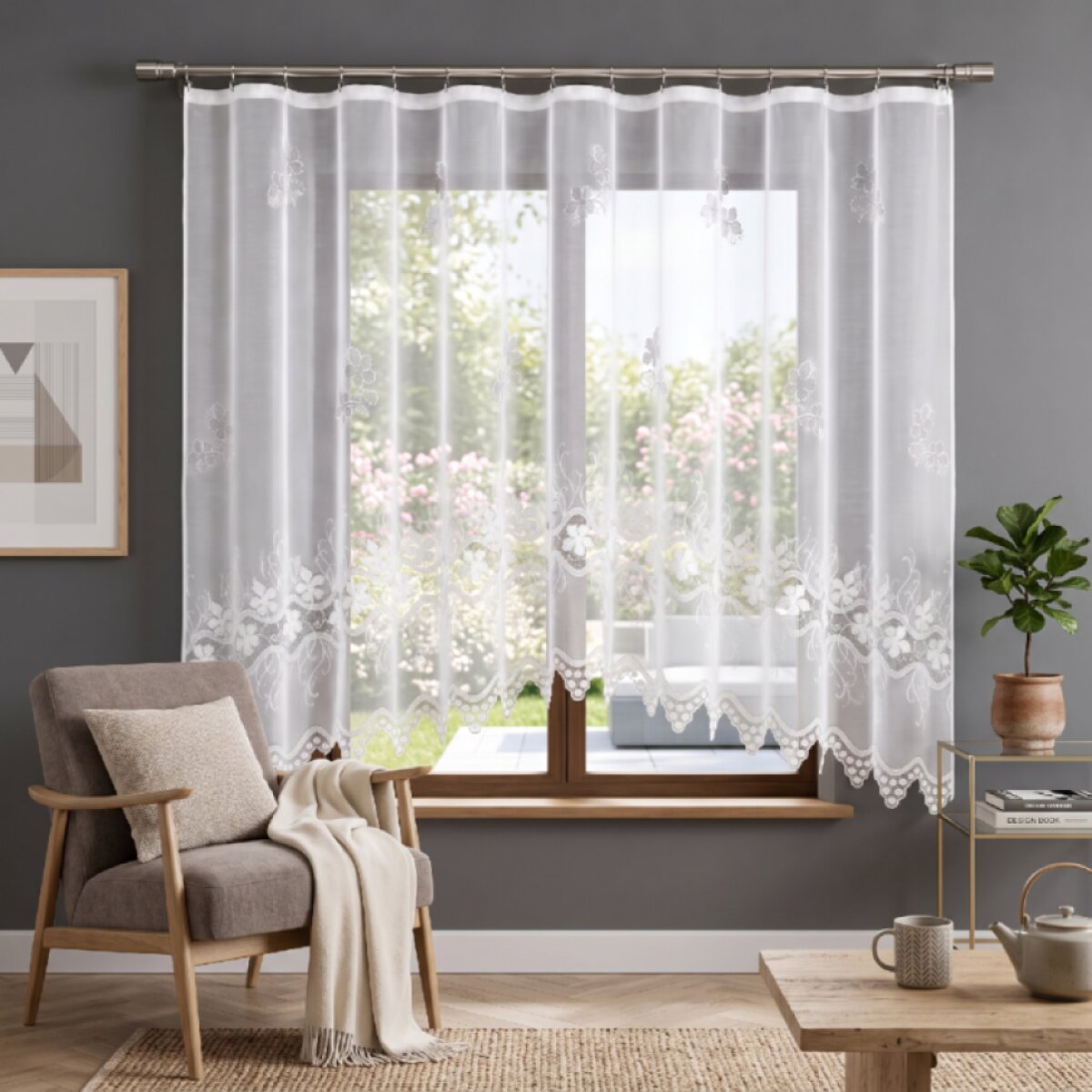 Dekorační žakárová záclona s řasící páskou LINETTE 180 bílá 300x180 cm MyBestHome