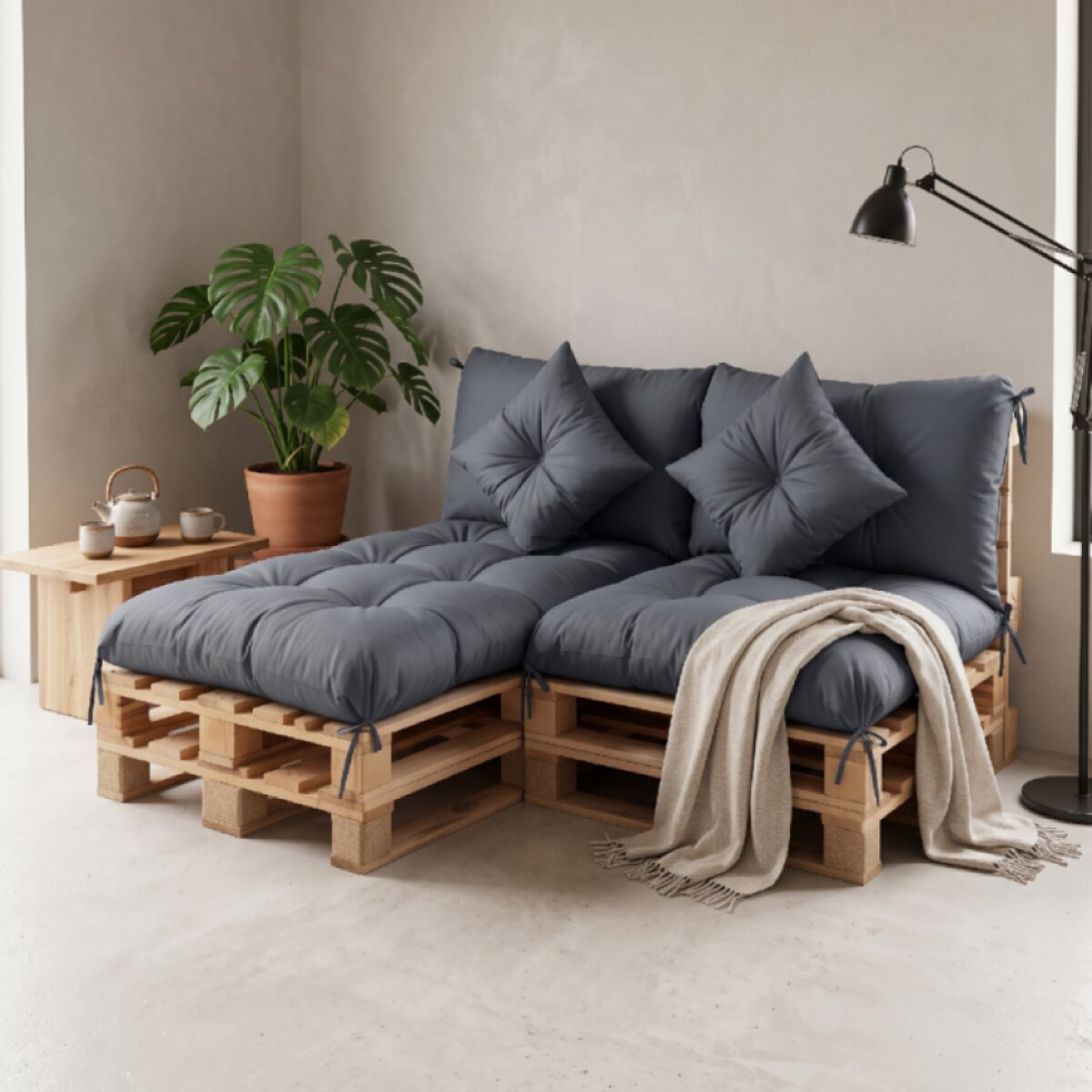 Interiérový polstr na palety LIVING 02 antracit – do obývacího pokoje MyBestHome