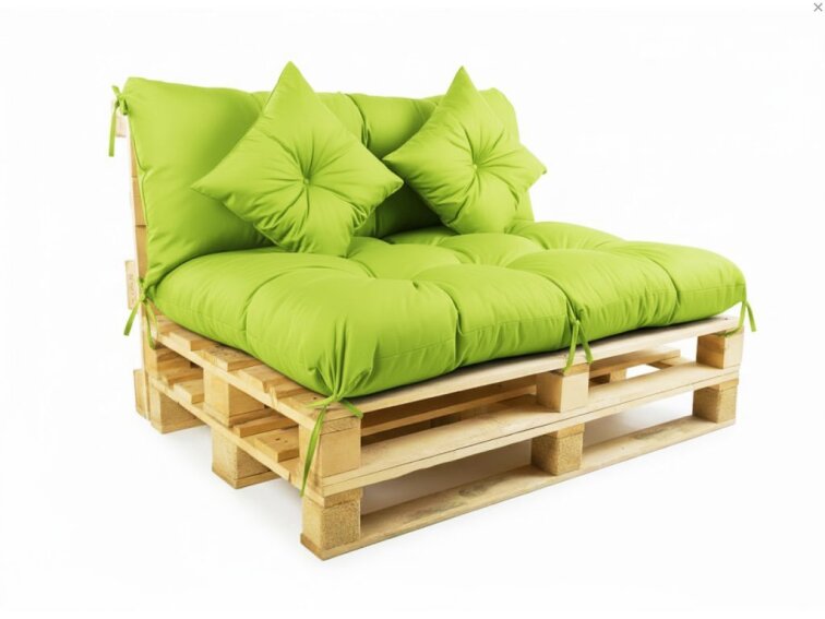 Polstr CARLOS color 19 limonka, sedák 120x80 cm, opěrka 120x40 cm, paletové prošívané sezení Mybesthome