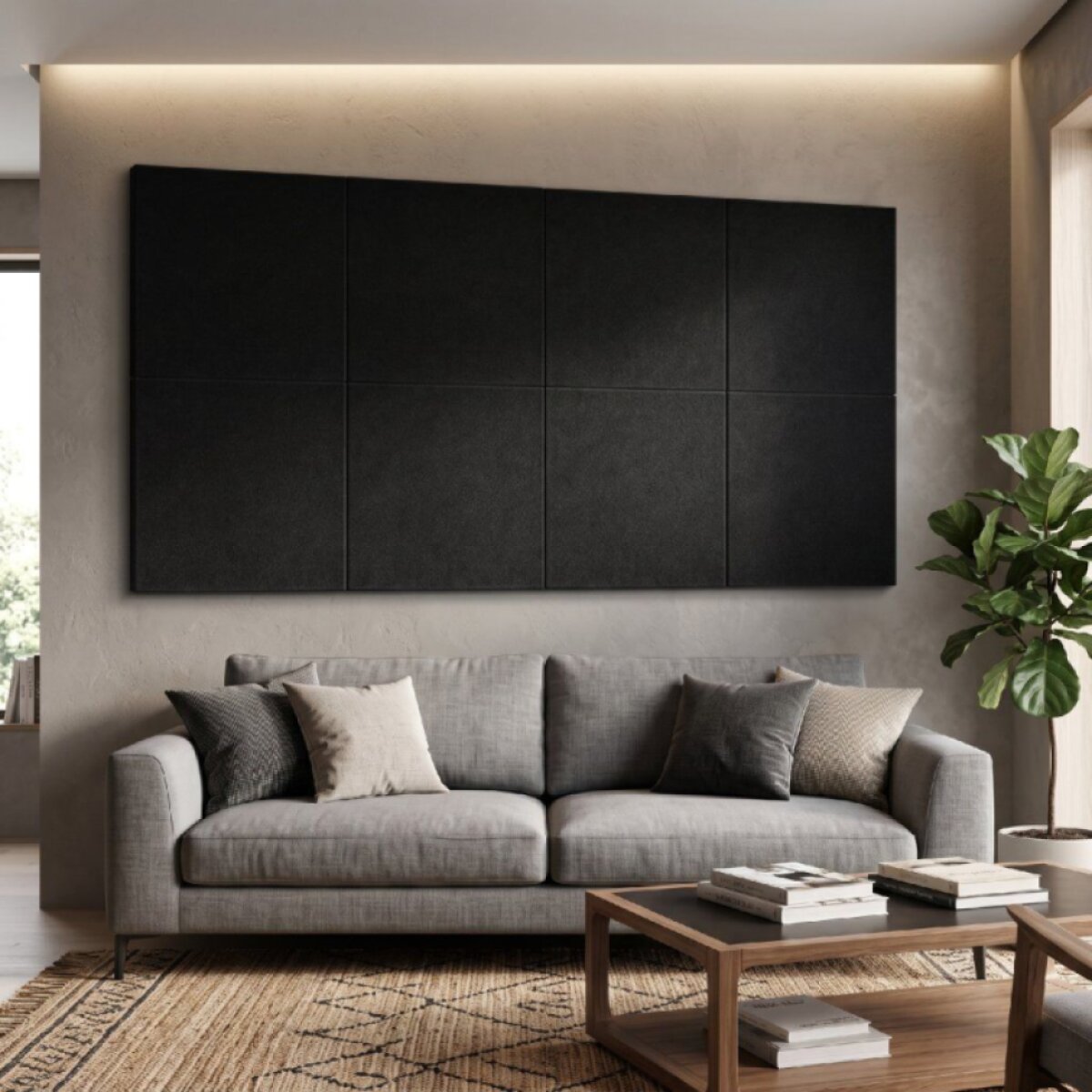 Čalouněný nástěnný panel různé rozměry černá čtverec MyBestHome