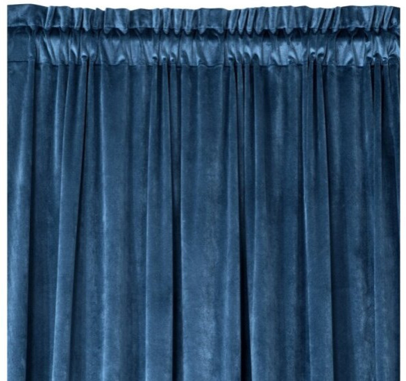 Dekorační VELVET závěs s řasící páskou ESTER 140x270 cm tmavě modrá (cena za 1 kus) MyBestHome