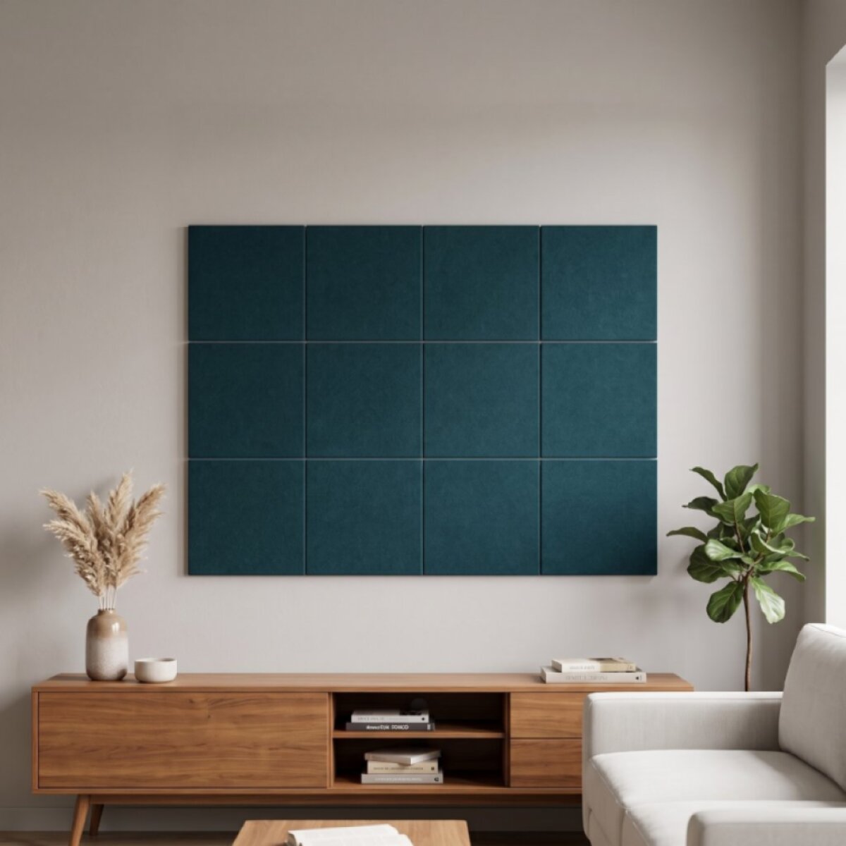 Čalouněný nástěnný panel různé rozměry tmavě tyrkysová čtverec MyBestHome
