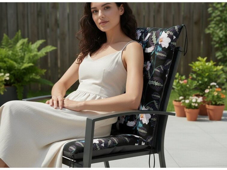 Zahradní prošívaný podsedák na židli s opěrkou 50x50x80 cm CALLUM vzor 97 Mybesthome