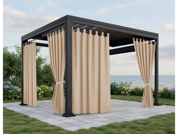 Venkovní zahradní závěs s poutky PORTO béžová 07 různé rozměry Mybesthome