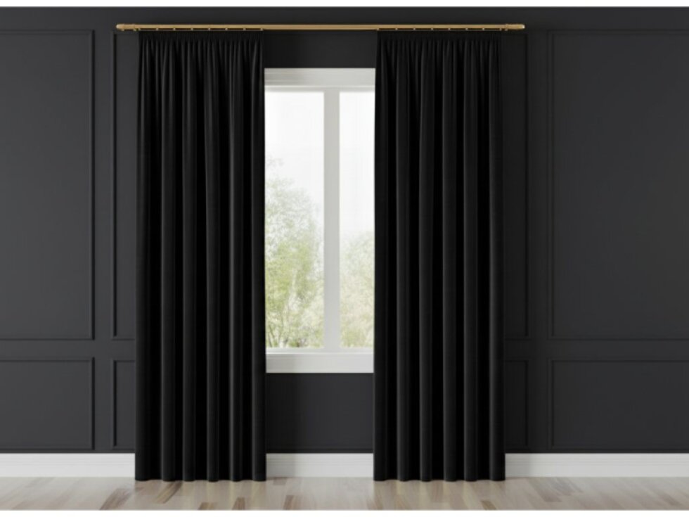 Dekorační závěs s řasící páskou VALMONT 140 cm x 250 nebo 260 cm color 111 černá (cena za 1 kus) MyBestHome