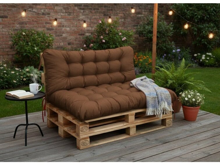 Paletové prošívané sezení PIETRO SET - sedák 120x80 cm, opěrka 120x40 cm, color 22 hnědá, Mybesthome