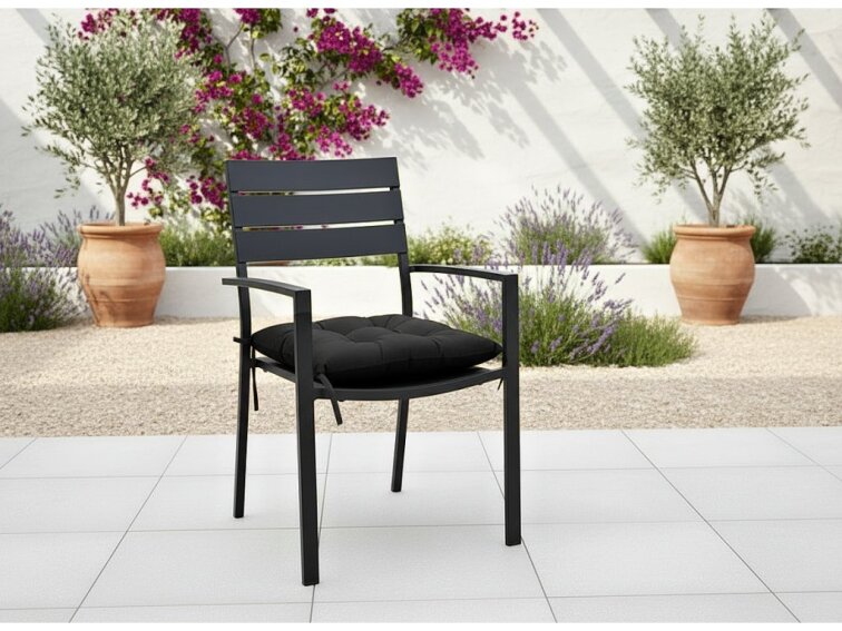 Zahradní prošívaný podsedák na židli JACOB color 01 černá 45x45 cm Mybesthome