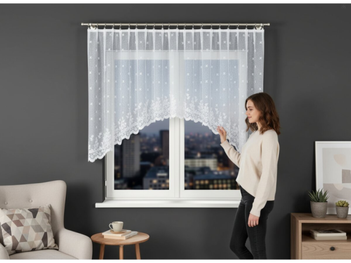 Dekorační oblouková krátká záclona na žabky KAROLINA 120 bílá 300x120 cm MyBestHome