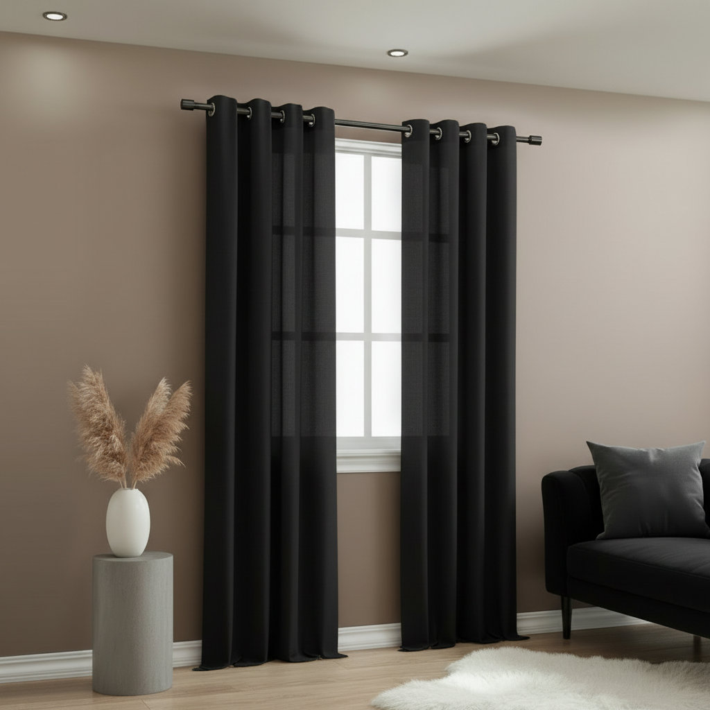 Dekorační dlouhý jednobarevný závěs s kroužky EASY TOP černá 1x140x250 cm (cena za 1 kus) MyBestHome
