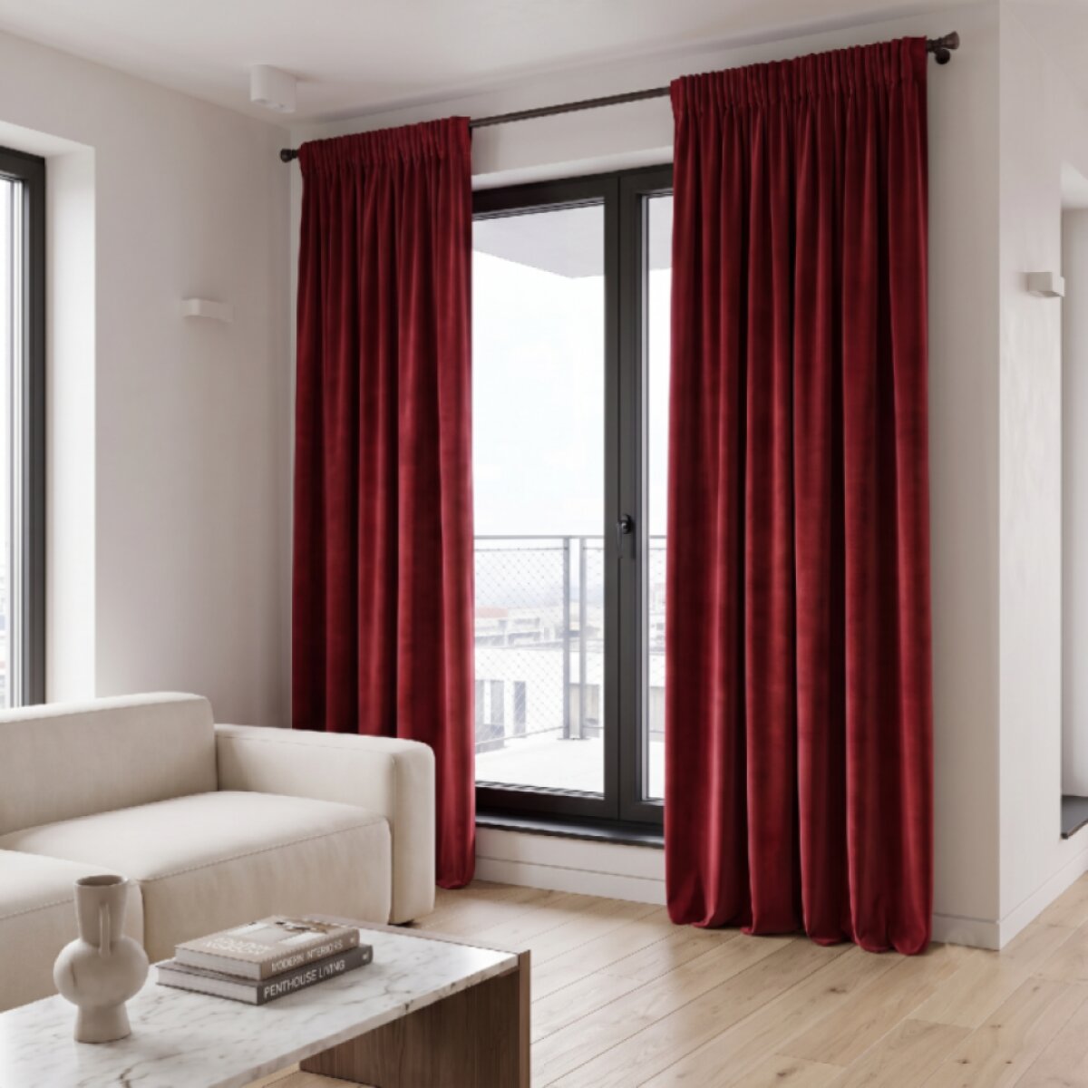 Dekorační závěs s řasící páskou VALMONT 140 cm x 250 nebo 260 cm color 043 červená (cena za 1 kus) MyBestHome